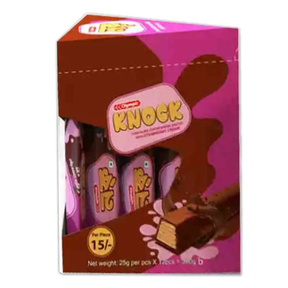 Olympic Knock Strawberry Cream Chocolate-Coated Wafer 25 GM